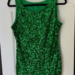 Source Unknown Green Sequin Tank Top